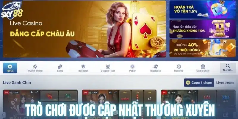 Trò chơi tại SKY88 được cập nhật thường xuyên